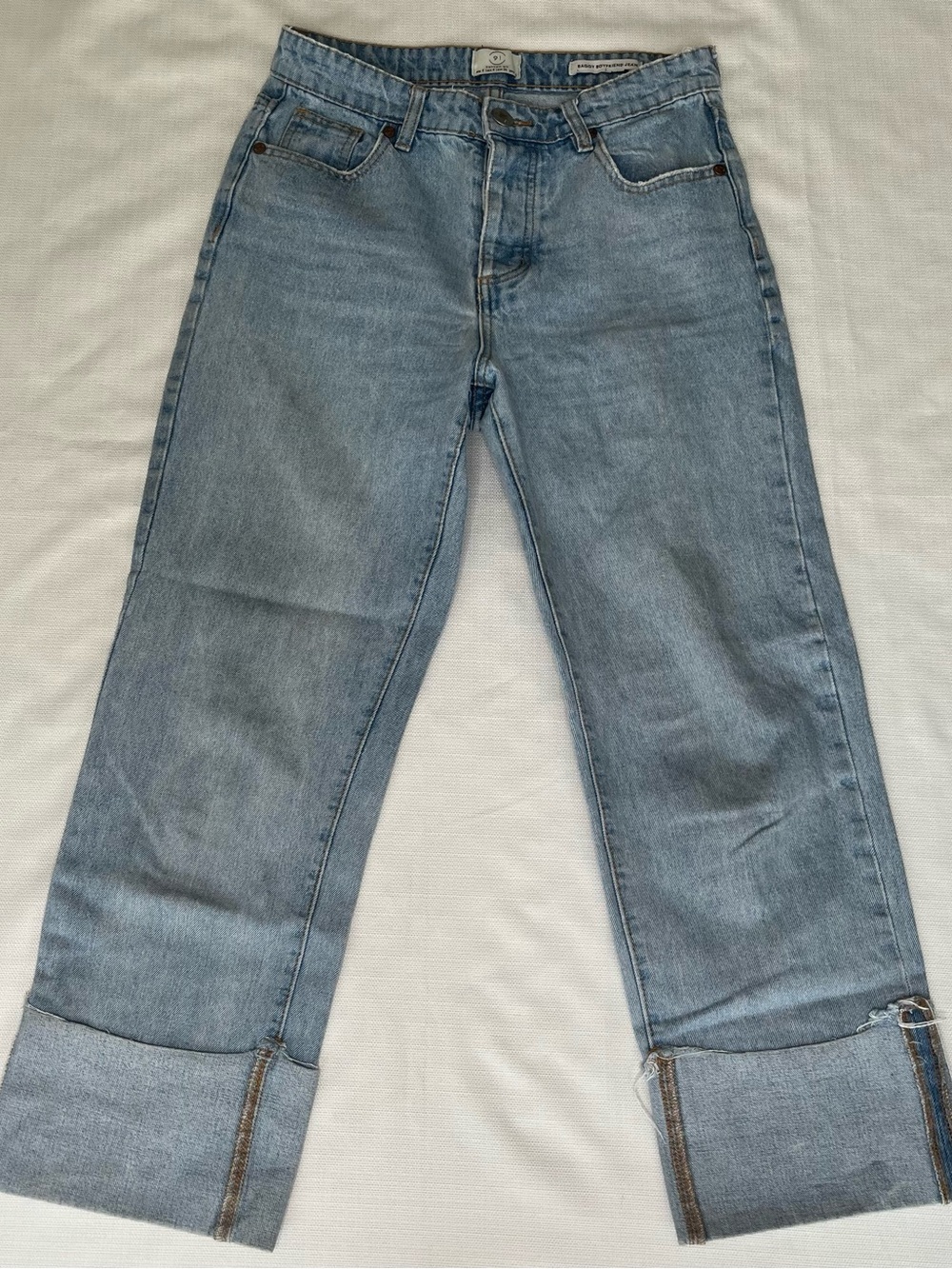 Cotton On Baggy Boyfriend Jeans Cuffed Hem Denim Light Wash High Rise
